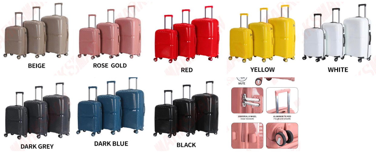 3 Set Hard Shell PP Suitcase